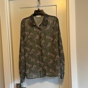 Women’s extra large, sheer animal print blouse